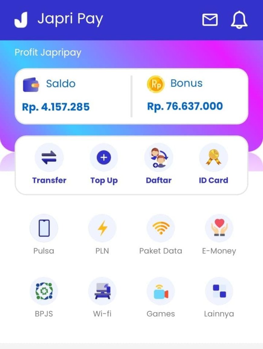 Penjelasan menu menu di Japripay