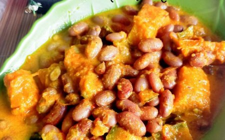 Labu kuning dan kacang merah chili