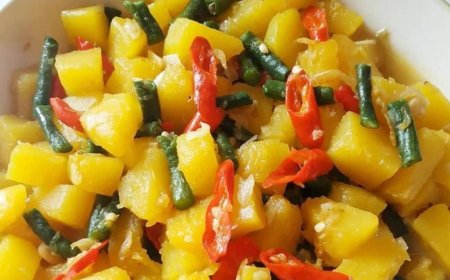 Labu kuning dan kacang kapri stir-fry