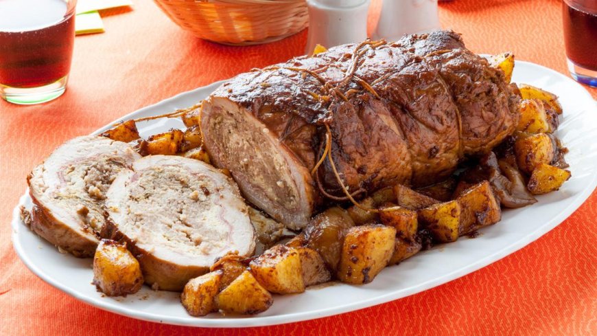 Labu kuning dan daging sapi panggang