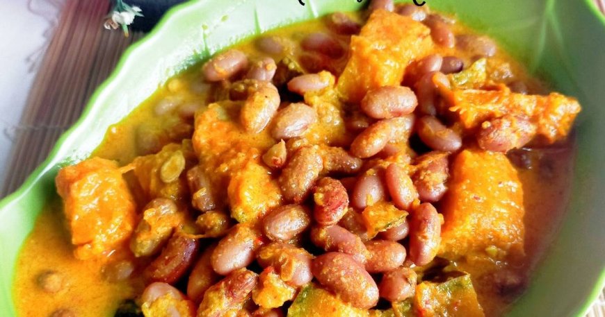Labu kuning dan kacang merah chili
