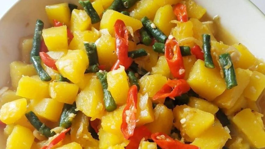 Labu kuning dan kacang kapri stir-fry