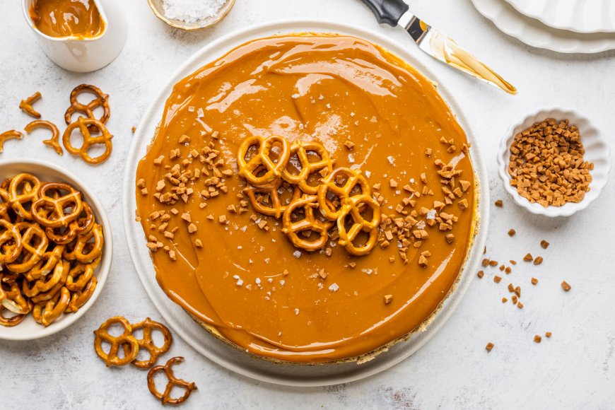Salted Pretzel Caramel Cheesecake