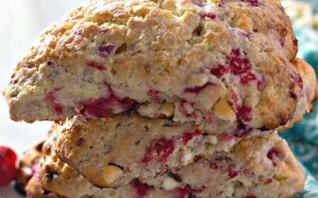 Scones Coklat Putih dan Raspberry