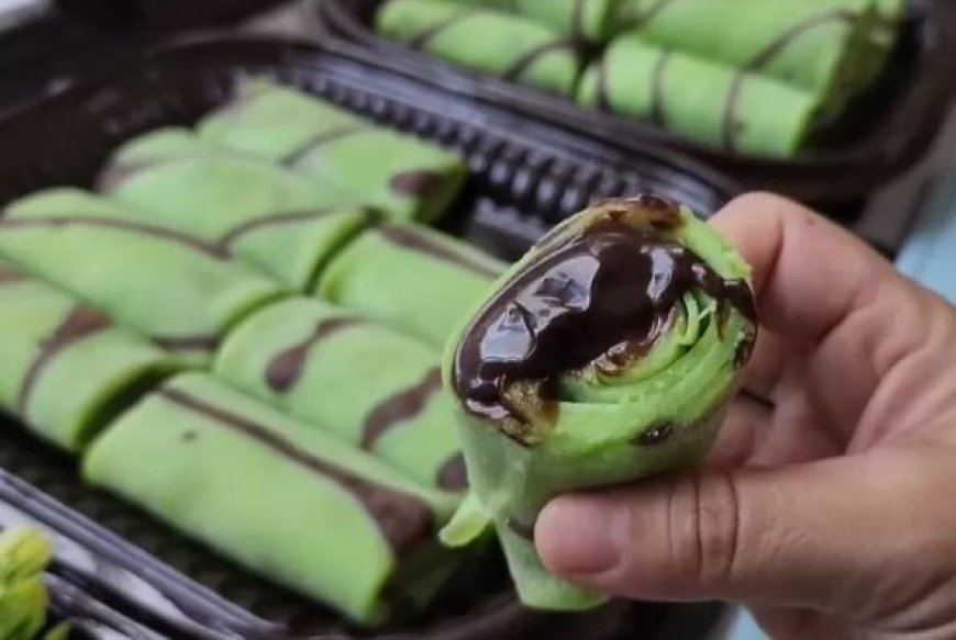 Kue Dadar Gulung Pandan Cokelat